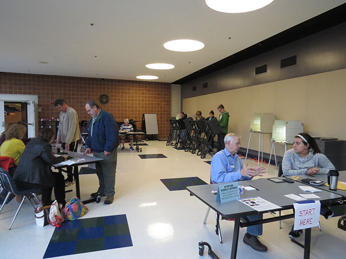MHS theater lobby was used as a polling place. Prop 4 was passed.