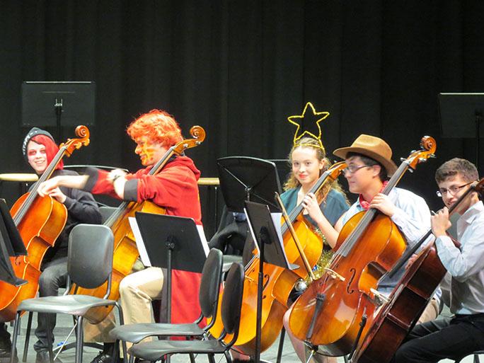select students that play Cello preforming in their own set of songs