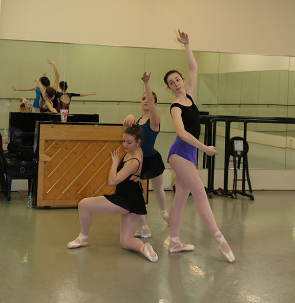 Lauren Jenkins, junior, practices with her dance troupe at St. Louis Ballet School on Feb. 26 for their St. Louis Teen Talent Competition on April 23.