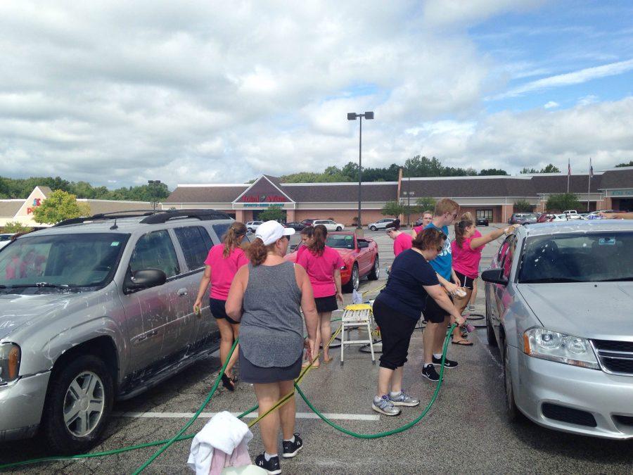 Center Stage parents help out at the car wash on Aug. 20, 2016.