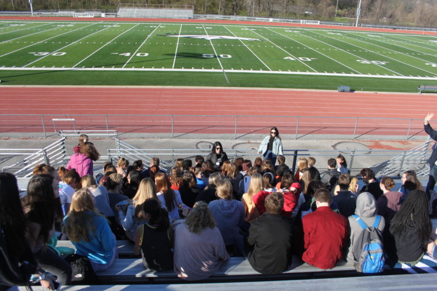 For the duration of first hour, 102 students gathered to protest gun violence. Students joined together in nine minutes of silence for the 30 killed in Columbine and Parkland combined. 