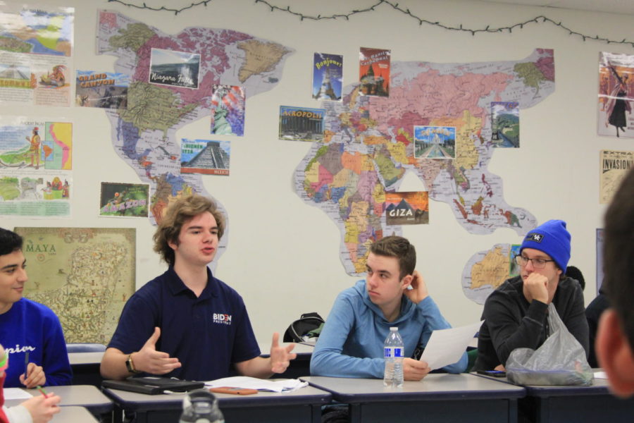 Students engage in discussion in Baumans Politics and Conflict class. 