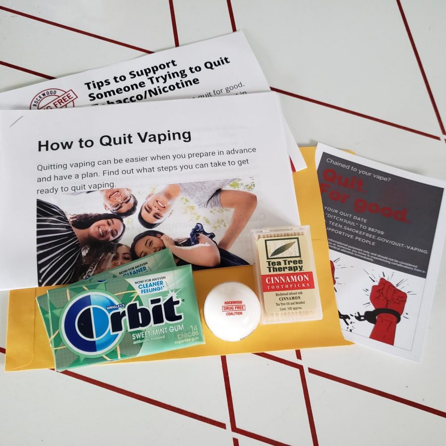 Quit Kits put together by Lili Schliesser contain information for someone who is quitting, information for anyone supporting them and some inconspicuous tools to deal with cravings including packs of mint gum, cinnamon toothpicks and chapstick.
