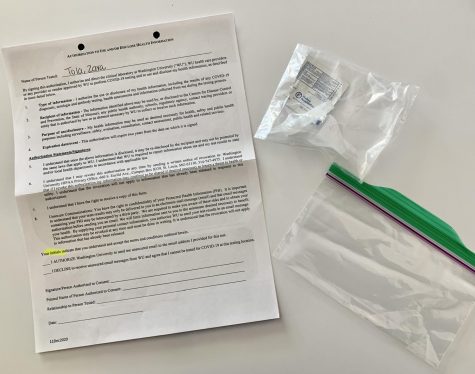 When tested for COVID-19 with the Washington University saliva test,  workers will schedule a time to come to your house to administer the test. The recipient of the test will not be able to eat or drink 30 minutes before the test, and will be given materials for the test, collection tube, funnel, privacy form, once workers arrive at their home.