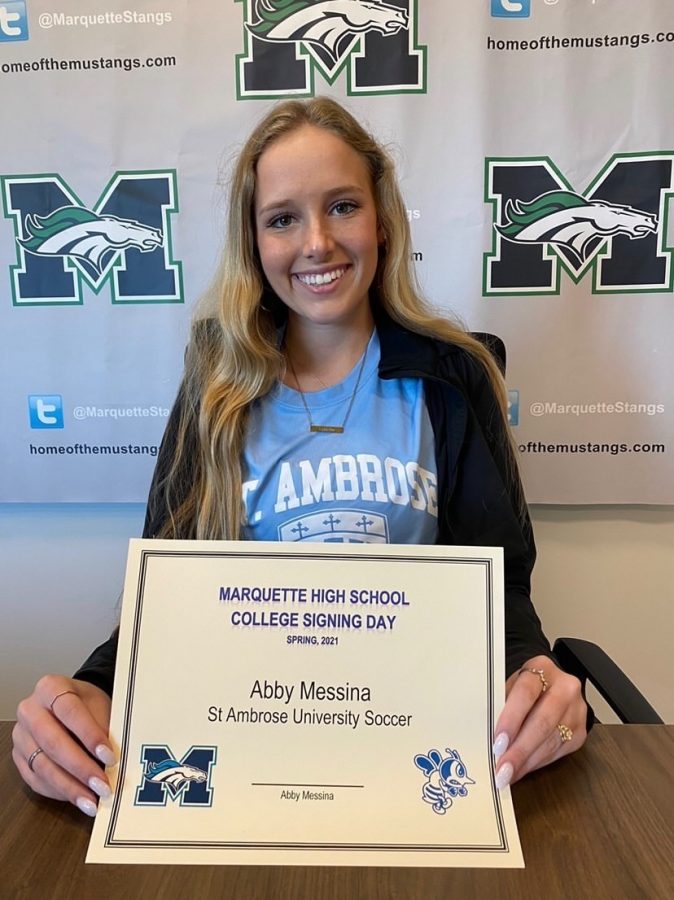 Abigail Messina, senior, participated in early release at MHS where she attended classes through St. Louis Community College. Messina was able to make this decision and miss her senior soccer season after having committed to play soccer at St. Ambrose University in the fall. 