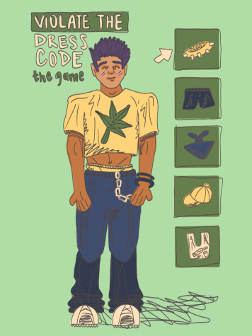 Clothing items such as spikes, bandanna or tube tops, and hats are referenced in the MHS dress code policy as seen on the right of the illustration. Teachers can choose to allow students to wear hoodies or hats based on their own classroom rules.