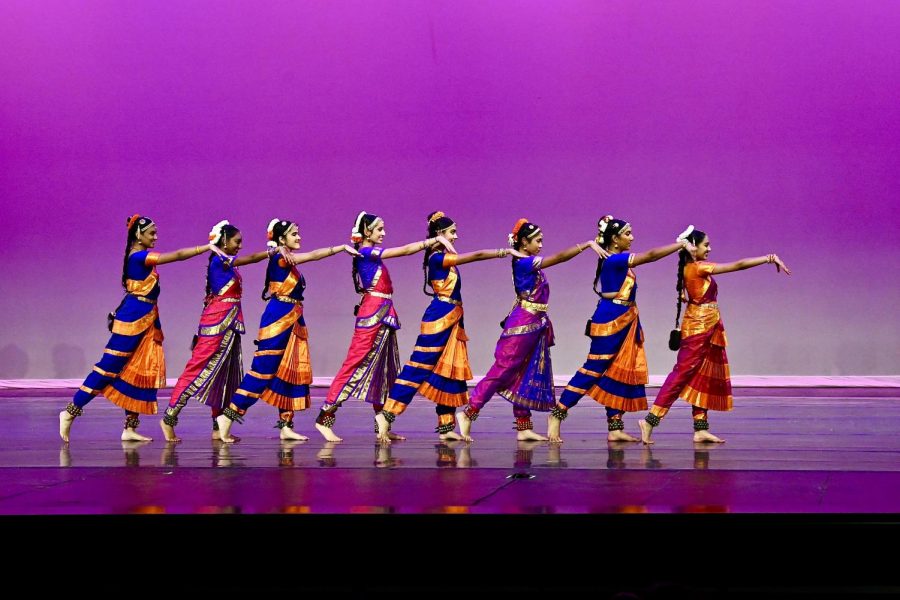 Supraja Deevi, junior, was placed in Nrithyakshetra, a Bharatnatyam dance school, by her mother when she was in seventh grade. Above is Deevi and her dance troupe in performance.