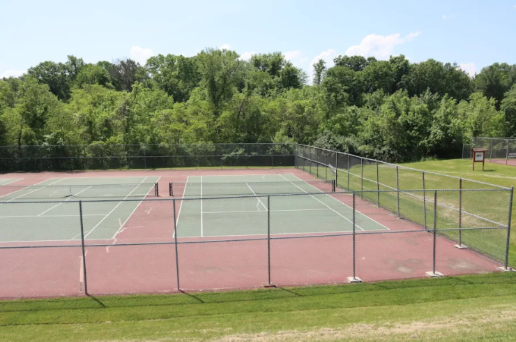 The courts in May 2021 before the renovation.