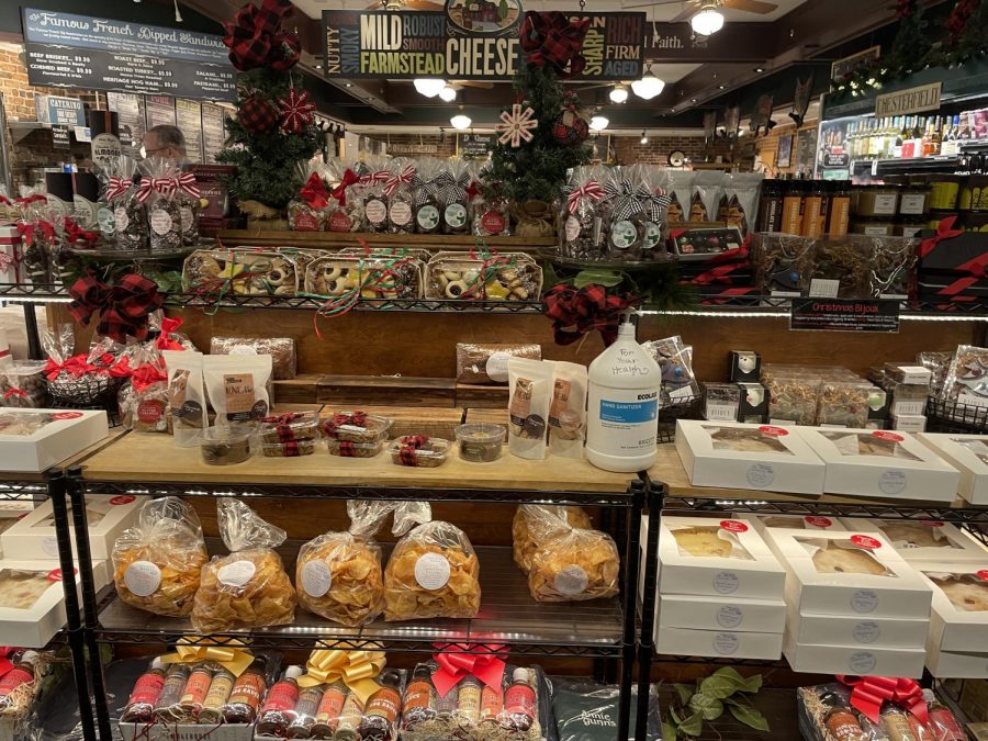 Shelves and stands throughout the market are scattered around loaded up with pies, seasonings and many other goods. And along the sides are where you can order your sandwich along with grab a drink of your choice. 