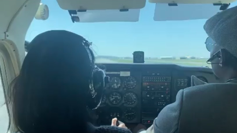 Emma Traxler takes off during one of her flying lessons with her personal instructor. Traxler hopes to continue practicing and incorporate her skills into her future occupation. 