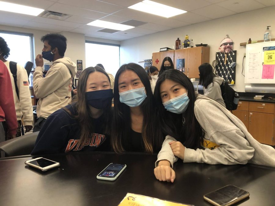 Alexis Nguyen (left), Joyce Liu (middle) and Emily Zhang (right) pose at an East Asian Student Association (EASA) meeting. EASA co-president, Jenny Chiu, says the club fosters inclusivity for both East Asians and non-Asians.