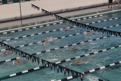 After school on Tuesday, Feb. 13, girls swim & dive practices for their upcoming State competition. The team will compete at State this weekend on Feb. 16-17.