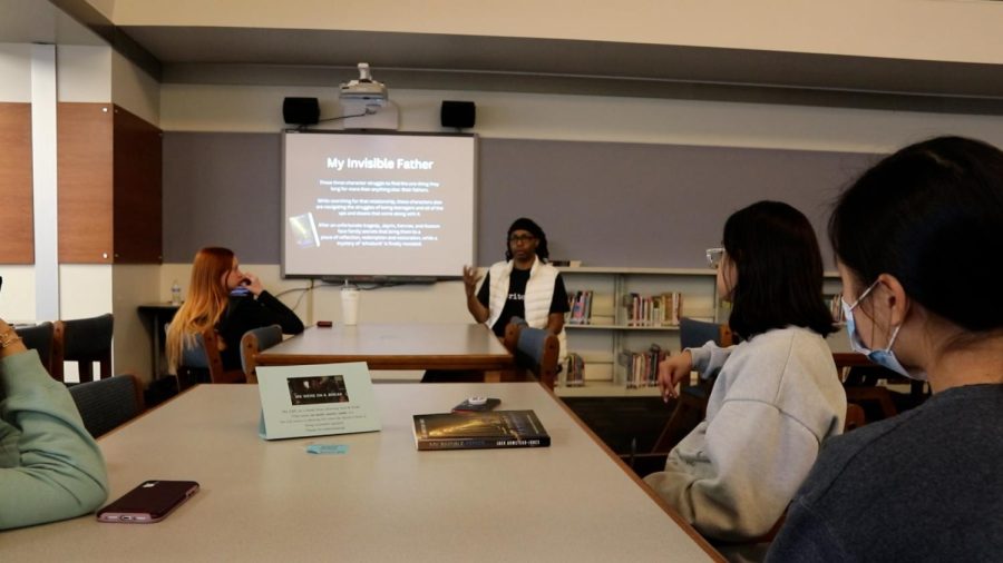 Author Jaer Armstead-Jones met with students during Black History Month to talk about his book My Invisible Father.