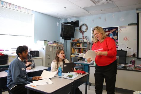 Frau Kimberly Hotze teaches students in a combined class of German 2 and 3. This will be Hotzes last year teaching, as she is retiring to pursue other passions. She has taught German at MHS for 31 years.