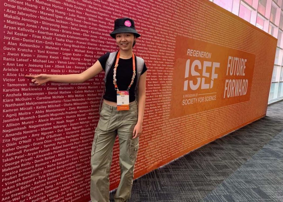Alice Liu, junior, placed fourth last week at the largest pre-college STEM competition in the world, the International Science and Engineering Fair (ISEF). She specifically presented about pharmaceutical pollutants such as acetaminophen.