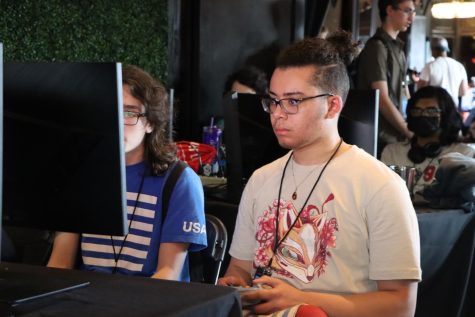 Gabriel Cruz, competitor, practices after playing in his first round on the winner’s side of Gateway Legends, a national major tournament for the Super Smash Bros. Ultimate community in St. Louis, on Sunday, May 28. Cruz placed 193rd out of 373 participants.