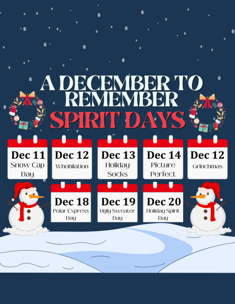 There are many activities and fundraisers being hosted before winter break. To encourage more school and winter spirit the two school weeks leading up to winter break will be spirit days.
