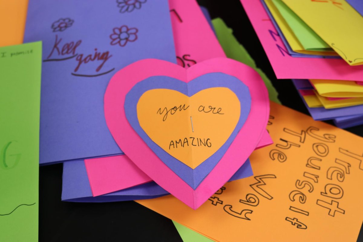 Members of the National Alliance for Mental Health club decorated cards on Wednesday, Jan. 31. These cards were sent to the Letters Against Depression organization.
