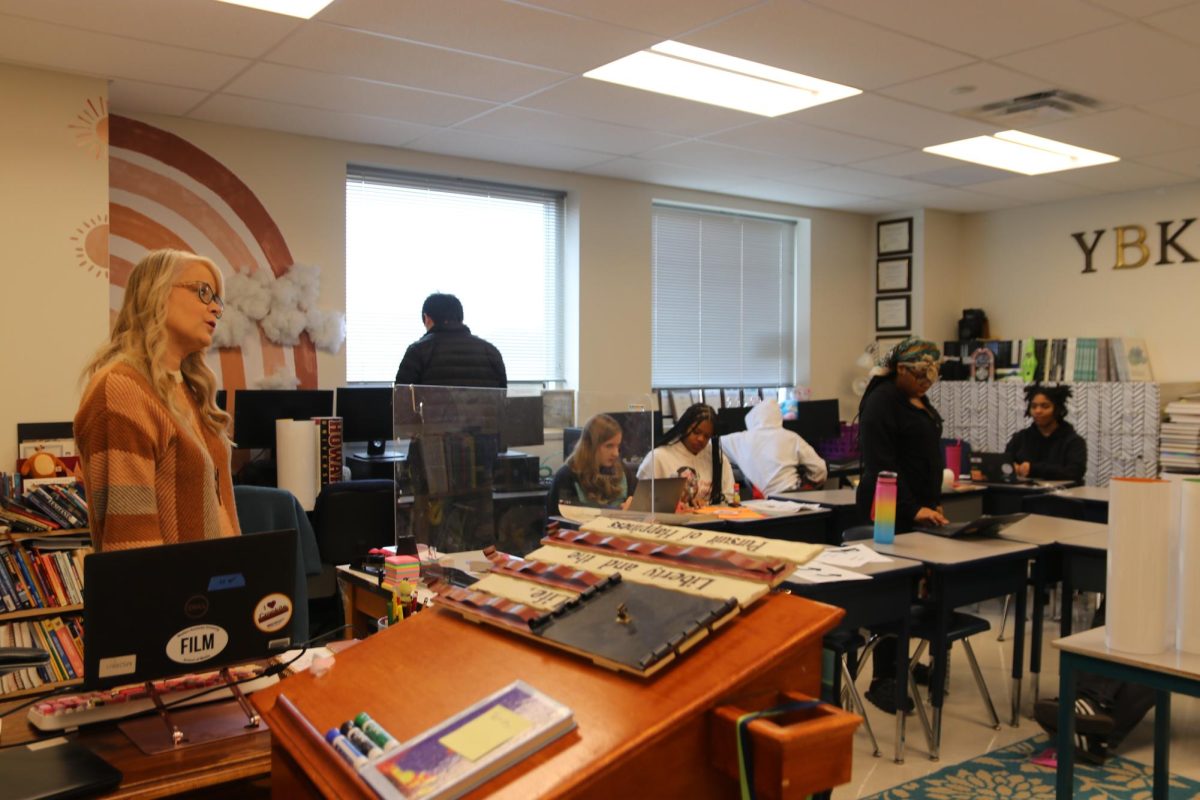 Shelly Justins Black Literature class creates posters for Black History Month. Throughout the semester, the students will read literature written by Black authors. A similar class is the topic of controversy in the Francis Howell School District. 