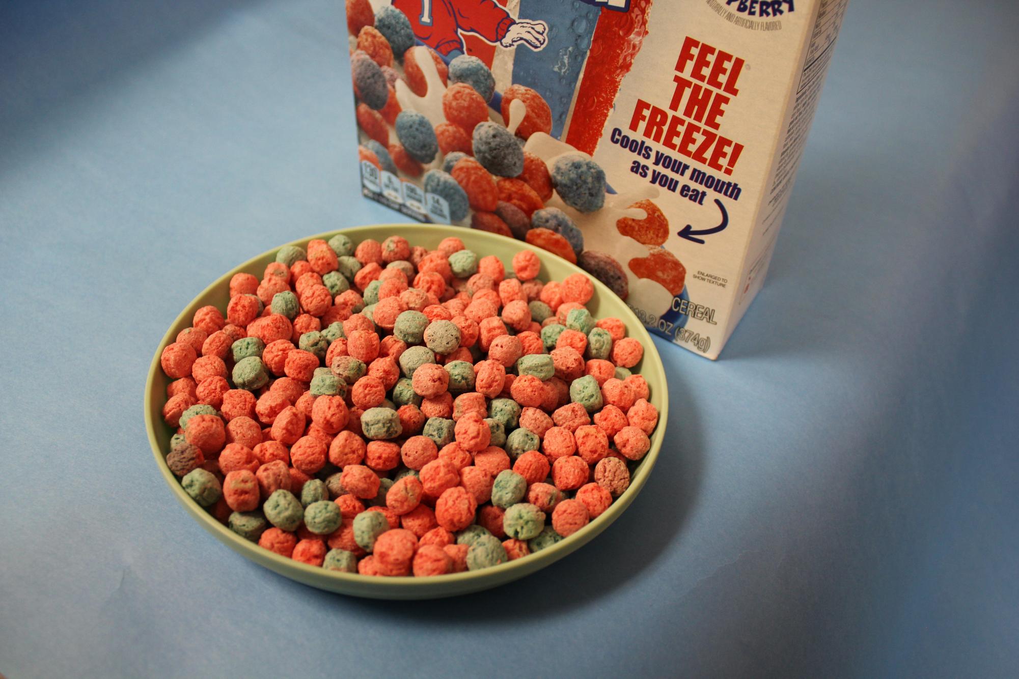 ICEE and Kellogg collaborated this year to create a cherry and blue raspberry flavored cereal: ICEE Crunch. 